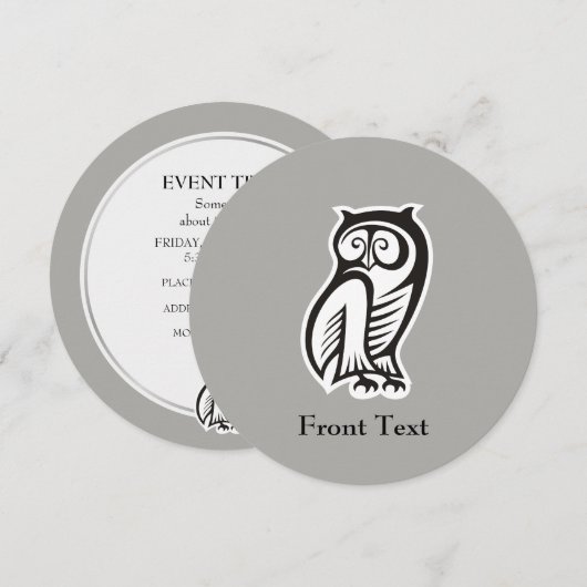 Owl-Symbol Schwarz Einladung (Vorne/Hinten)