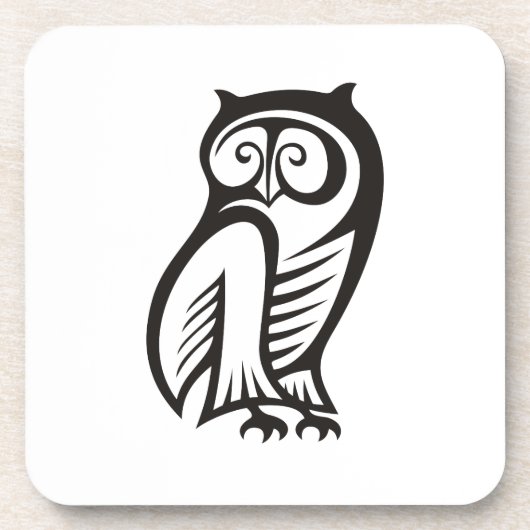 Owl-Symbol Schwarz Getränkeuntersetzer (Vorderseite)