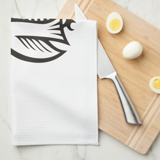 Owl-Symbol Schwarz Handtuch (Viertel Falte)