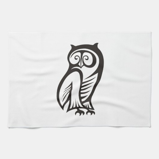 Owl-Symbol Schwarz Handtuch (Horizontal)