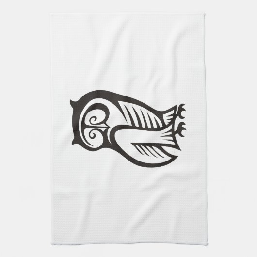 Owl-Symbol Schwarz Handtuch (Vertikal)