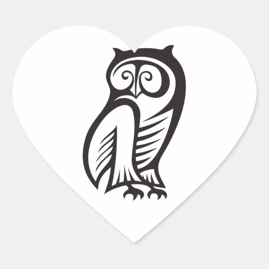 Owl-Symbol Schwarz Herz-Aufkleber (Vorderseite)