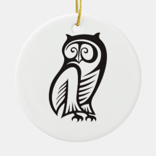 Owl-Symbol Schwarz Keramikornament