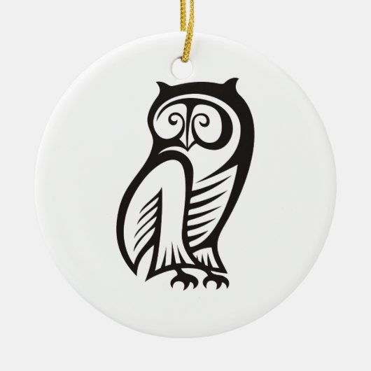 Owl-Symbol Schwarz Keramikornament (Vorne)