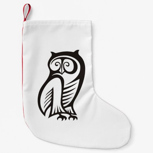 Owl-Symbol Schwarz Kleiner Weihnachtsstrumpf (Vorderseite)