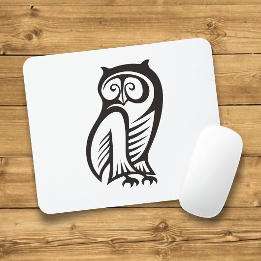 Owl-Symbol Schwarz Mousepad