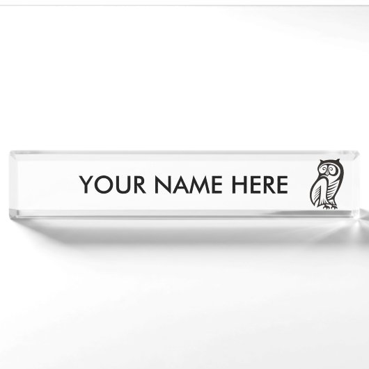 Owl-Symbol Schwarz Namensplakette (Vorderseite)