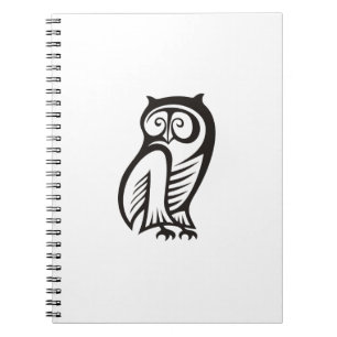 Owl-Symbol Schwarz Notizblock