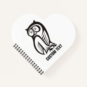 Owl-Symbol Schwarz Notizblock