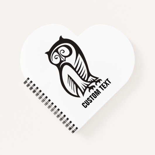 Owl-Symbol Schwarz Notizblock (Vorderseite)