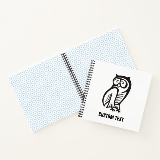 Owl-Symbol Schwarz Notizbuch (Innenseite)