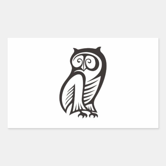 Owl-Symbol Schwarz Rechteckiger Aufkleber (Vorderseite)