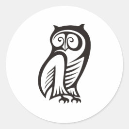 Owl-Symbol Schwarz Runder Aufkleber