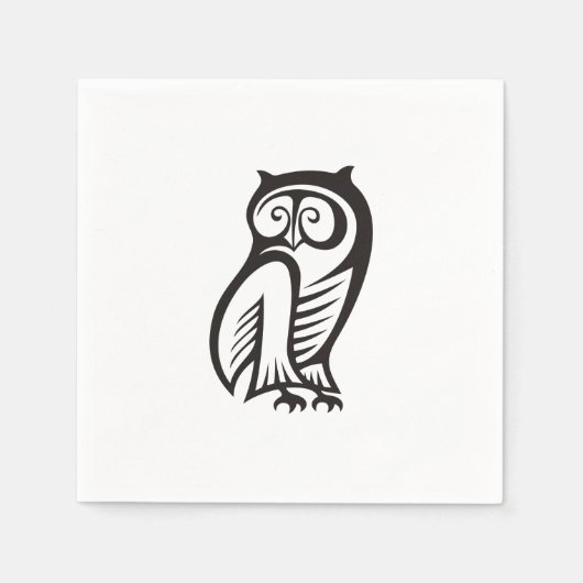 Owl-Symbol Schwarz Serviette (Vorderseite)