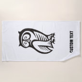 Owl-Symbol Schwarz Strandtuch (Vorderseite)