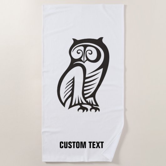Owl-Symbol Schwarz Strandtuch (Vorderseite)