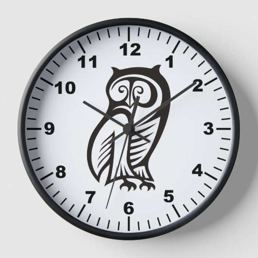 Owl-Symbol Schwarz Wanduhr (Vorderseite)