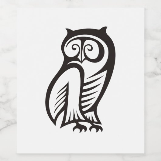 Owl-Symbol Schwarz Weinetikett (Einzelnes Label)