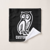 Owl Symbol Weiß Badhandtuch Set (Waschlappen)