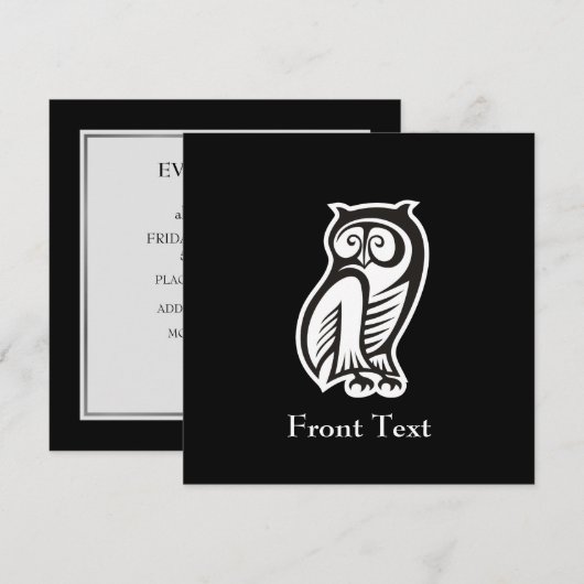 Owl Symbol Weiß Einladung (Vorne/Hinten)
