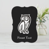 Owl Symbol Weiß Einladung (Stehend Vorderseite)
