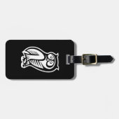 Owl Symbol Weiß Gepäckanhänger (Vorderseite horizontal)