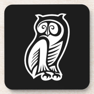 Owl Symbol Weiß Getränkeuntersetzer
