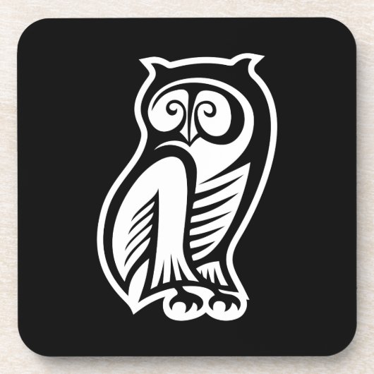 Owl Symbol Weiß Getränkeuntersetzer (Vorderseite)