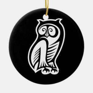 Owl Symbol Weiß Keramikornament