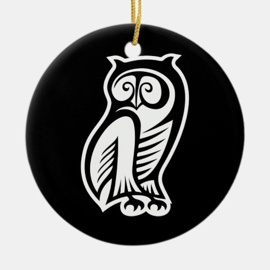 Owl Symbol Weiß Keramikornament (Vorne)