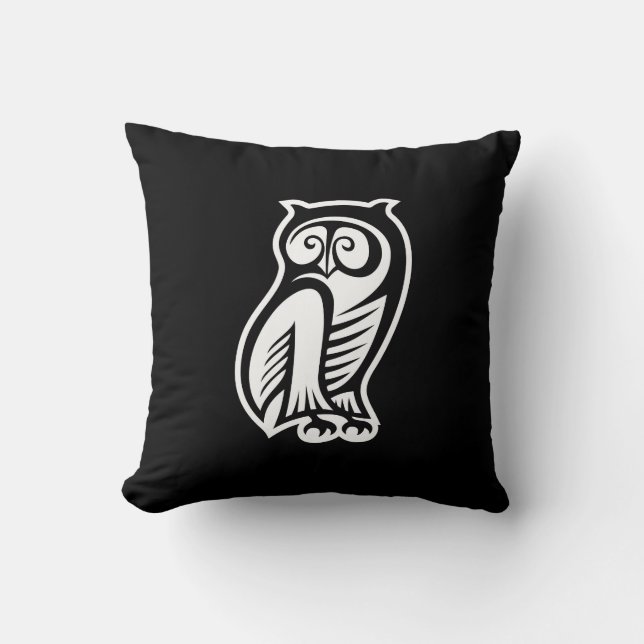 Owl Symbol Weiß Kissen (Vorderseite)