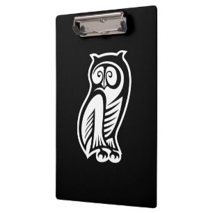 Owl Symbol Weiß Klemmbrett