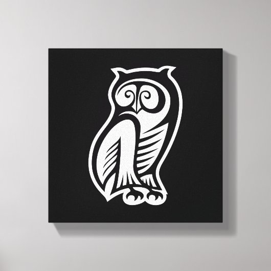 Owl Symbol Weiß Leinwanddruck (Vorderseite)