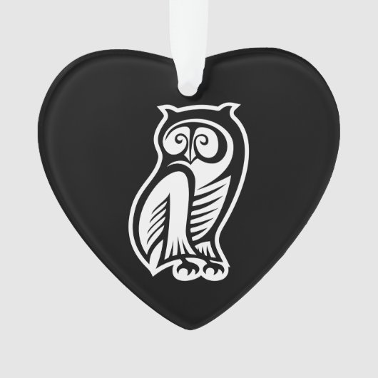 Owl Symbol Weiß Ornament (Vorderseite)