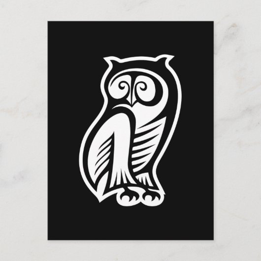 Owl Symbol Weiß Postkarte (Vorderseite)