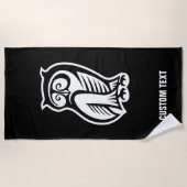 Owl Symbol Weiß Strandtuch (Vorderseite)