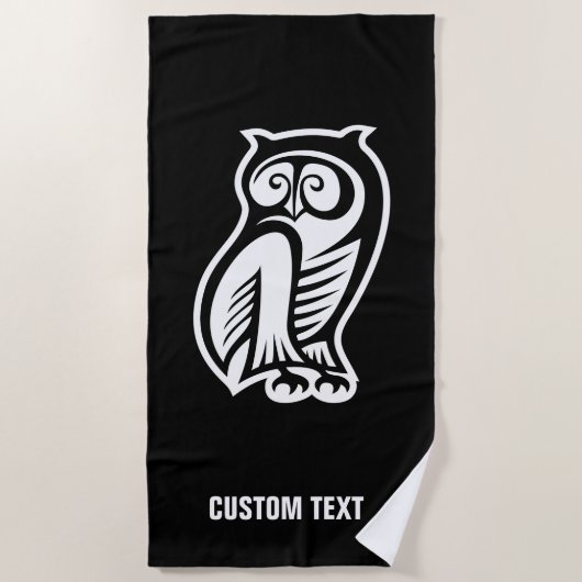 Owl Symbol Weiß Strandtuch (Vorderseite)