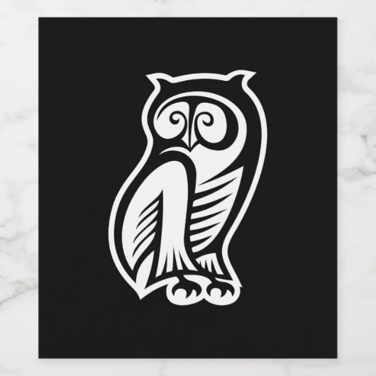 Owl Symbol Weiß Weinetikett (Einzelnes Label)
