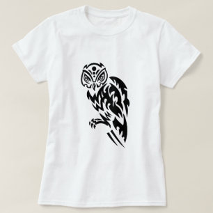 Owl Tattoo Style Design Schwarz-weiß T-Shirt
