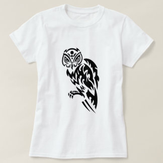 Owl Tattoo Style Design Schwarz-weiß T-Shirt