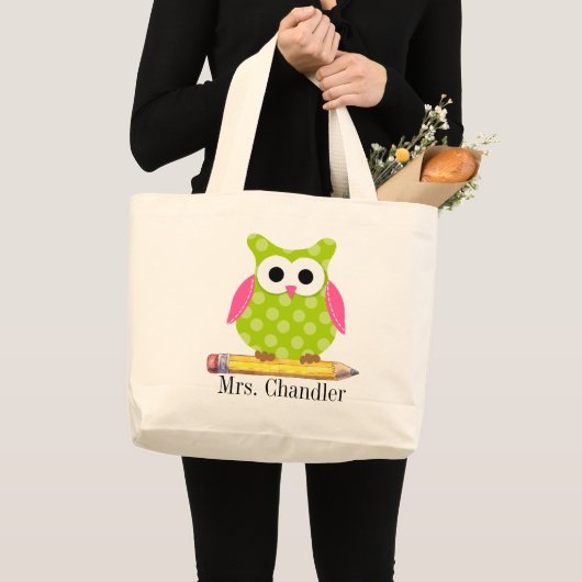 Owl Teacher Tote Bag Jumbo Stoffbeutel (Vorderseite (Produkt))
