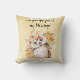 owl Thanksgiving Decor Fall Farmhouse  Kissen