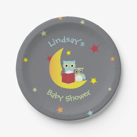 Owl Themed Party Teller-Babydusche Pappteller (Vorderseite)