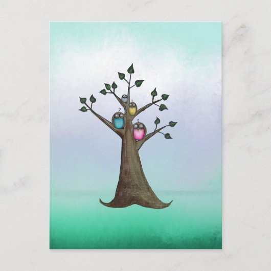 Owl Tree Art Postcard Postkarte (Vorderseite)