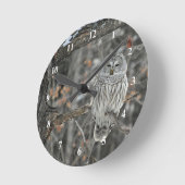 Owl Tree Forest Foto Runde Wanduhr (Winkel)