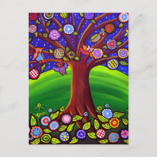 Owl Tree Fun Folk Postkarte