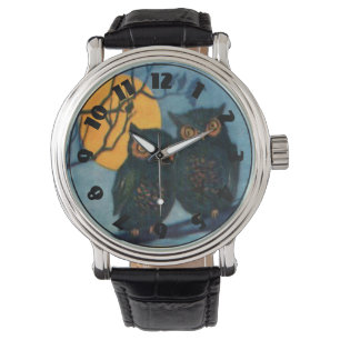 Owl Tree Night Full Moon Halloween Armbanduhr