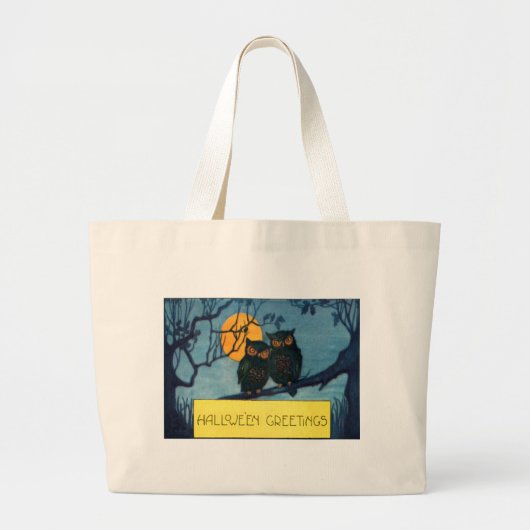 Owl Tree Night Full Moon Halloween Jumbo Stoffbeutel (Vorne)