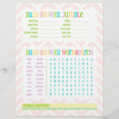 Owl Twin Girls "Baby Shower Games" Aktivitätsblatt (Rückseite)