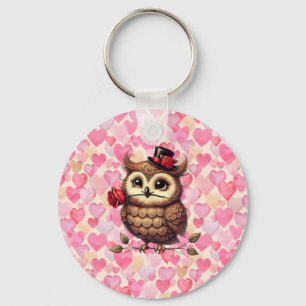 Owl überziehen mit bunten Herzen Valentinstag Schlüsselanhänger
